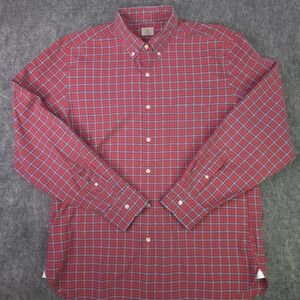 J Crew Shirt Large Red Check Long Sleeve Button Down Cotton Pocket